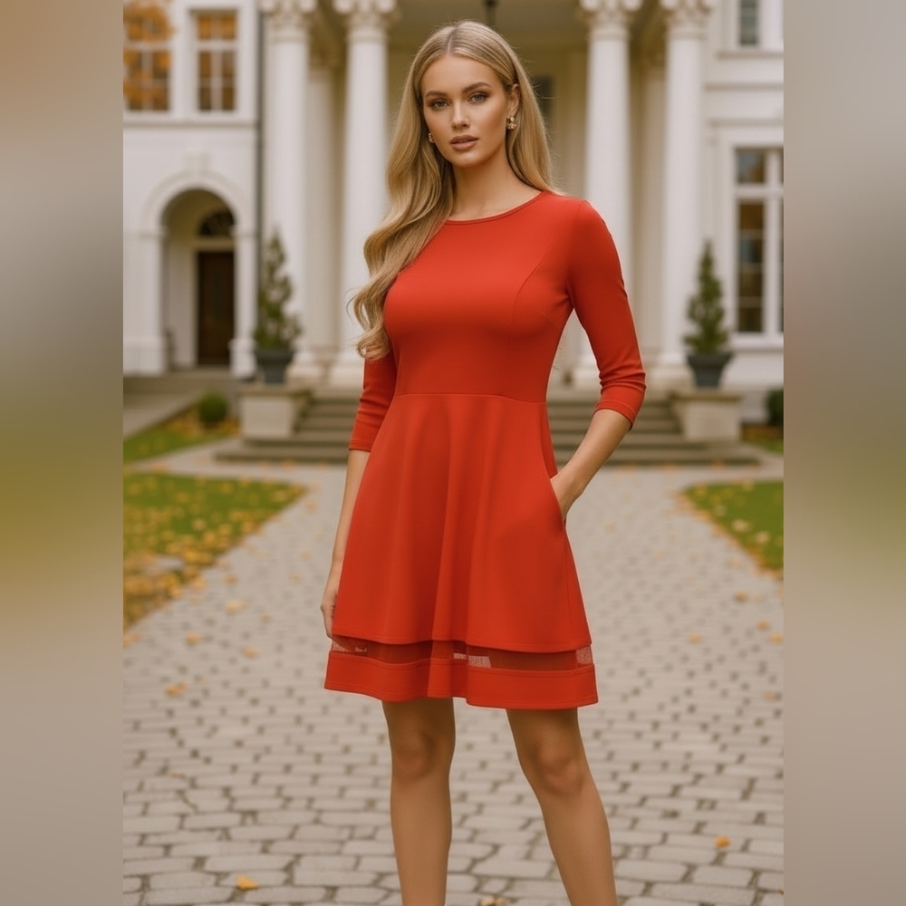 LULUS,  FIT AND FLAIR, FIRE ENGINE RED ,  SKATER, SHIFT DRESS SMALL NWT